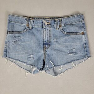 Levis Cut Off Shorts Womens 8 Light Blue Distressed Slim Cotton 521 Bootcut